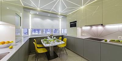 Натяжной потолок световые линии на кухню 8 кв.м