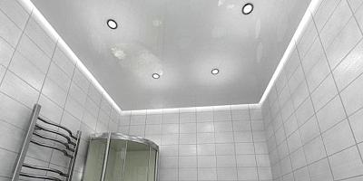 Парящий натяжной потолок в ванную 4 кв.м